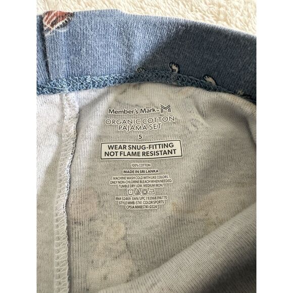 Members Mark Kids Pajama Set Size 5 Blue Organic Cotton Dog Football - Picture 2 of 13